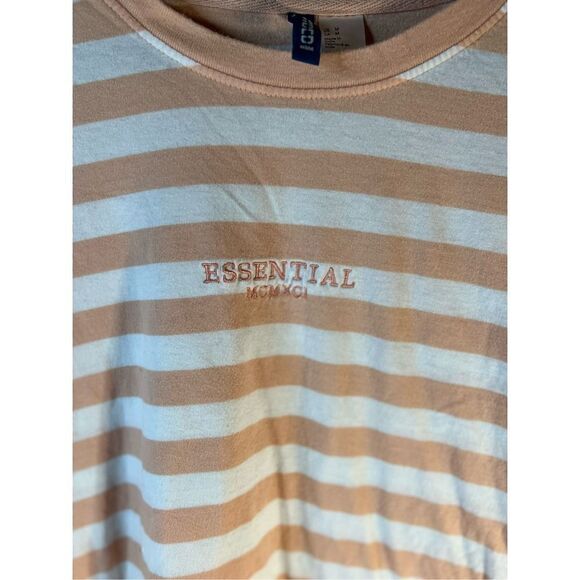 H&M “Essential” Orange/White Striped T-shirt Men’s Medium - Picture 1 of 6